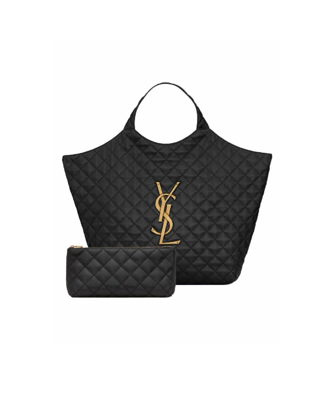 SAINT LAURENT Черная кожаная сумка тоут, фото 1