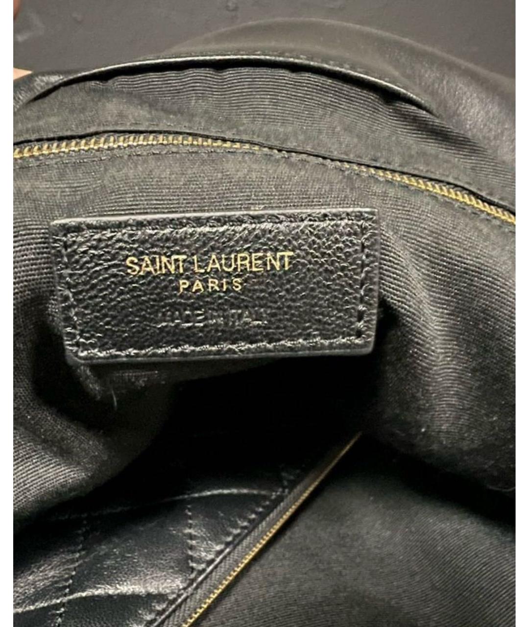 SAINT LAURENT Черная кожаная сумка тоут, фото 5