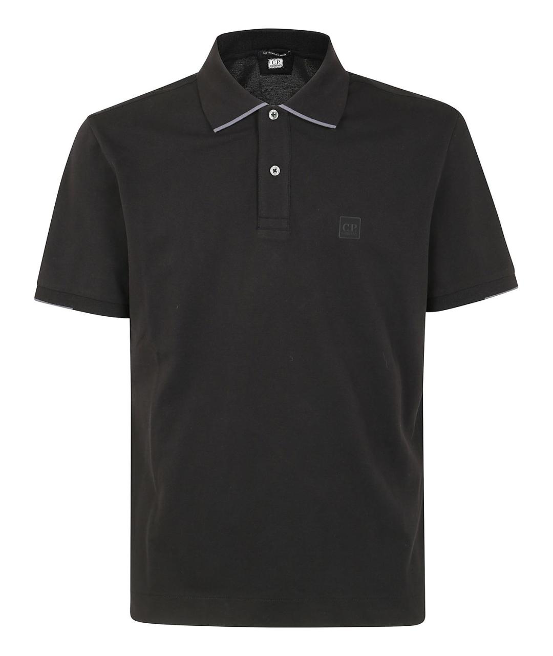 CP COMPANY Черное хлопковое поло с коротким рукавом, фото 1