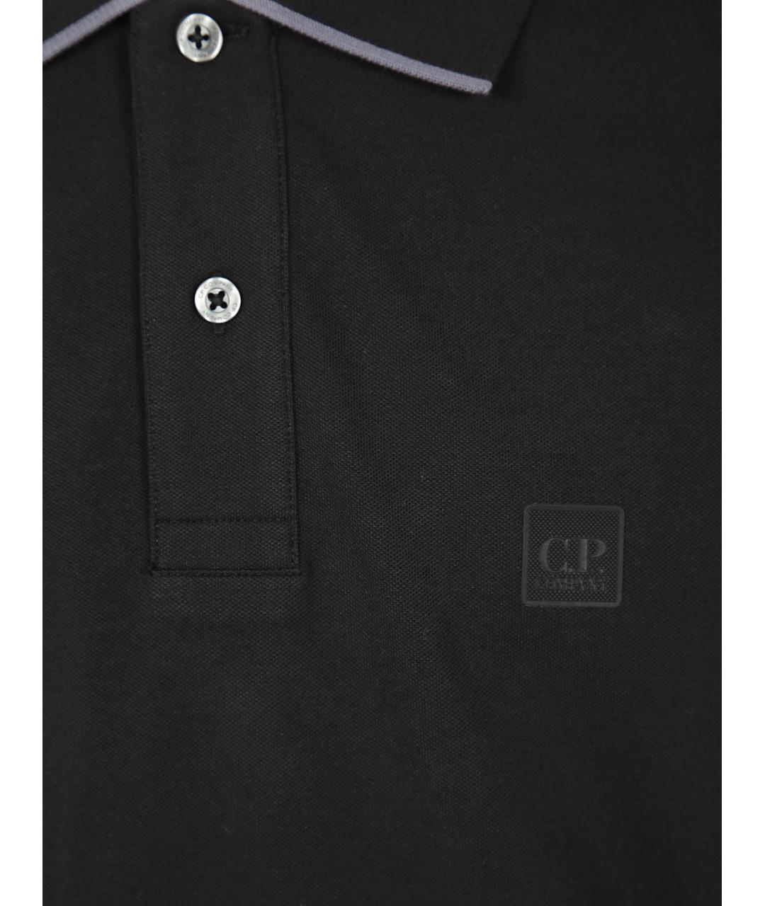 CP COMPANY Черное хлопковое поло с коротким рукавом, фото 3