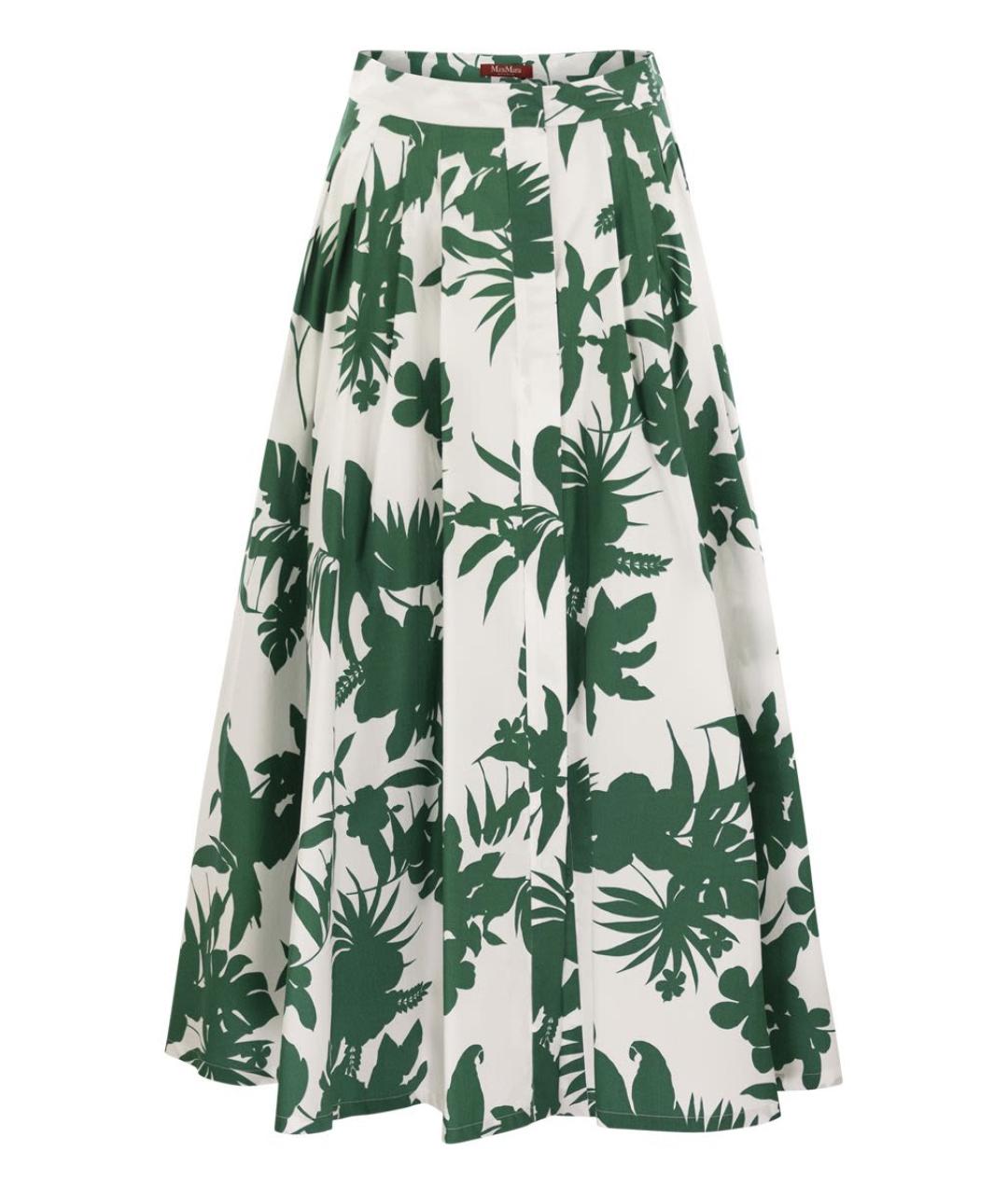 MAX MARA Зеленая хлопковая юбка миди, фото 1