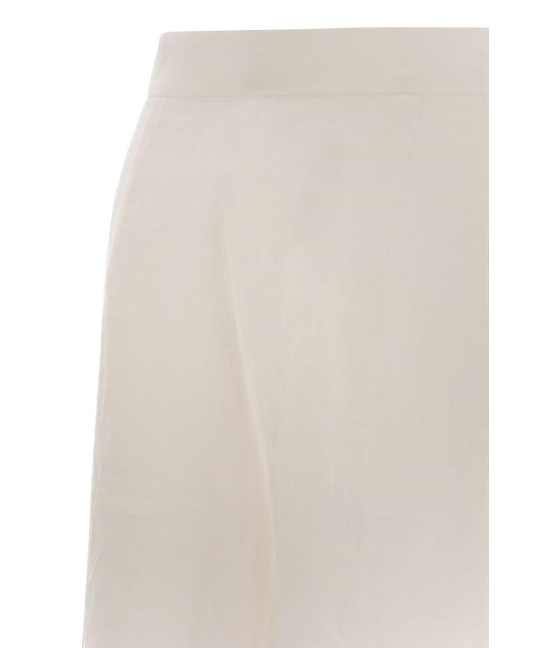 MAX MARA Белые льняные прямые брюки, фото 4