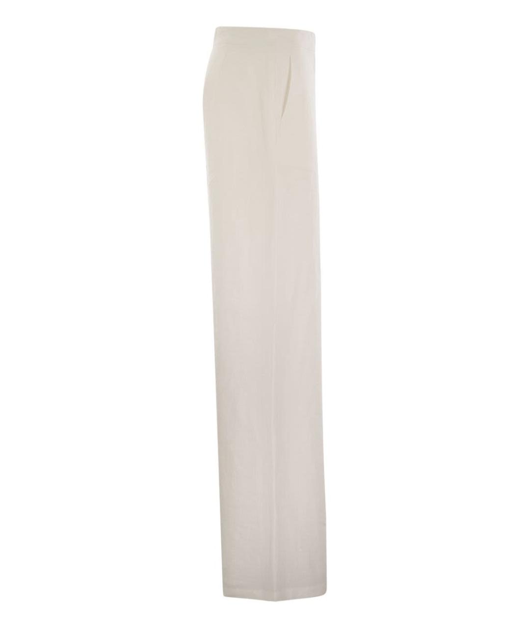MAX MARA Белые льняные прямые брюки, фото 3