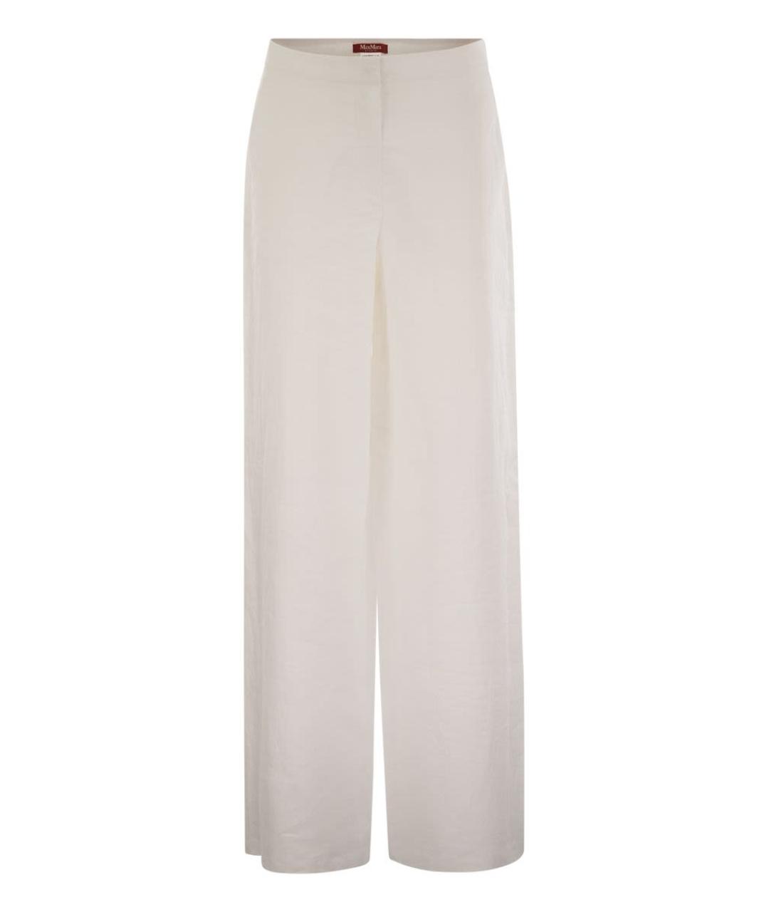 MAX MARA Белые льняные прямые брюки, фото 1