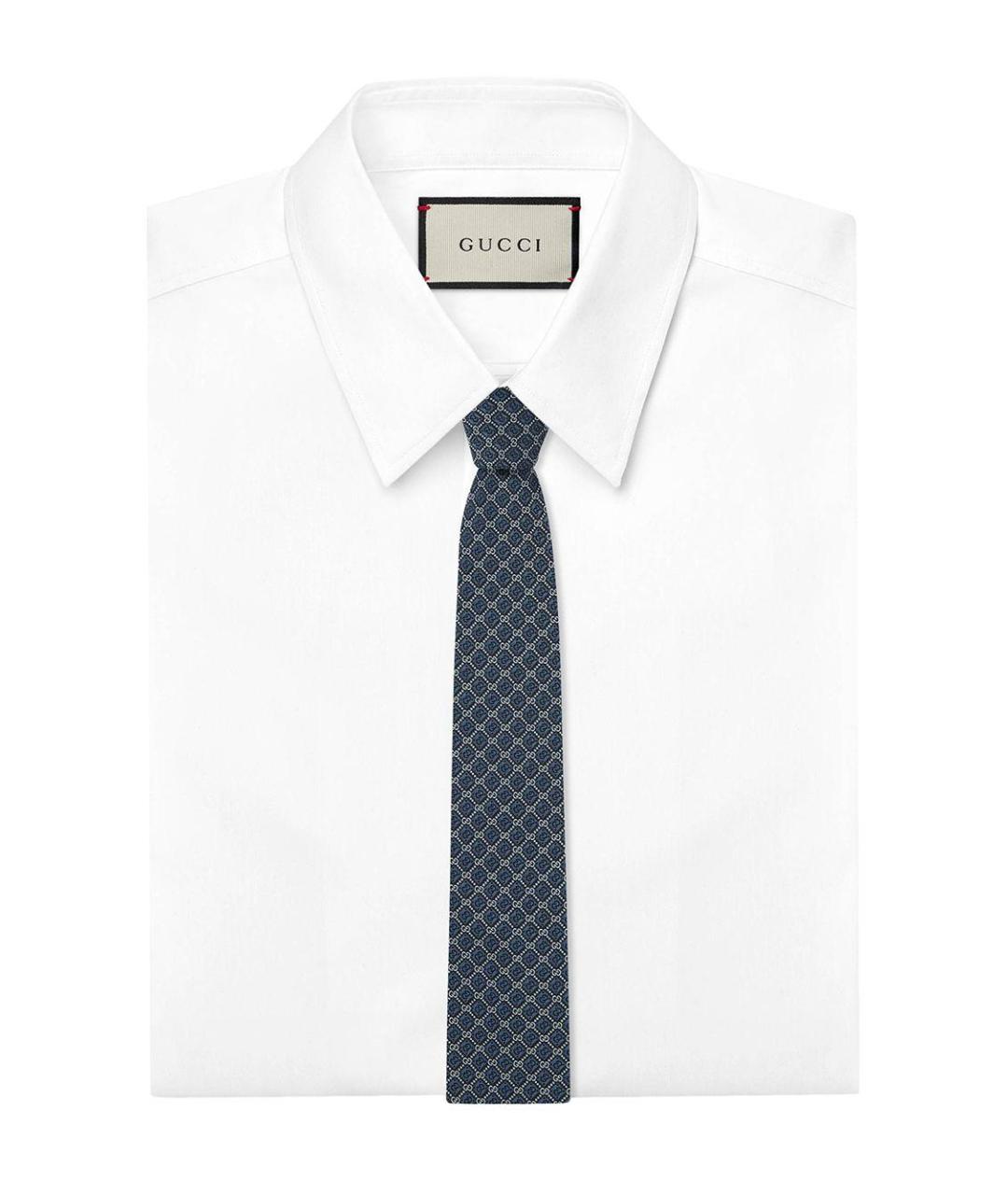 GUCCI Синий шелковый галстук, фото 3