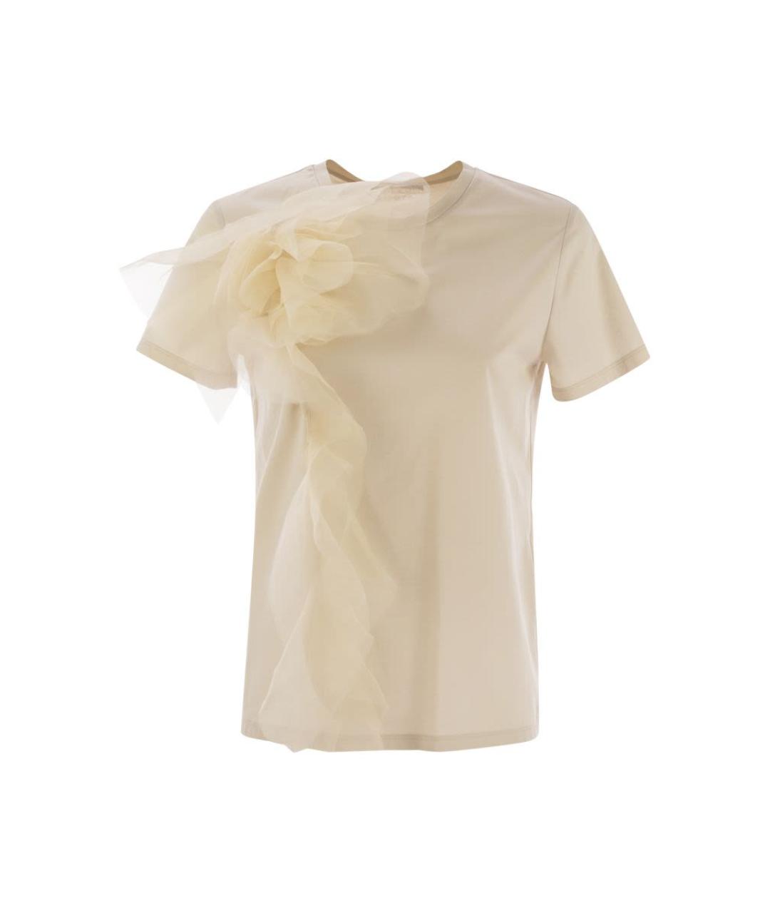 MAX MARA Бежевая хлопковая футболка, фото 1