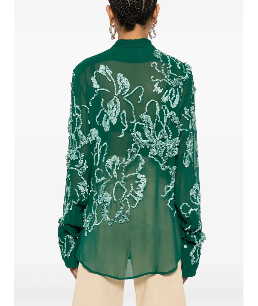 DRIES VAN NOTEN Зеленая хлопковая рубашка, фото 4