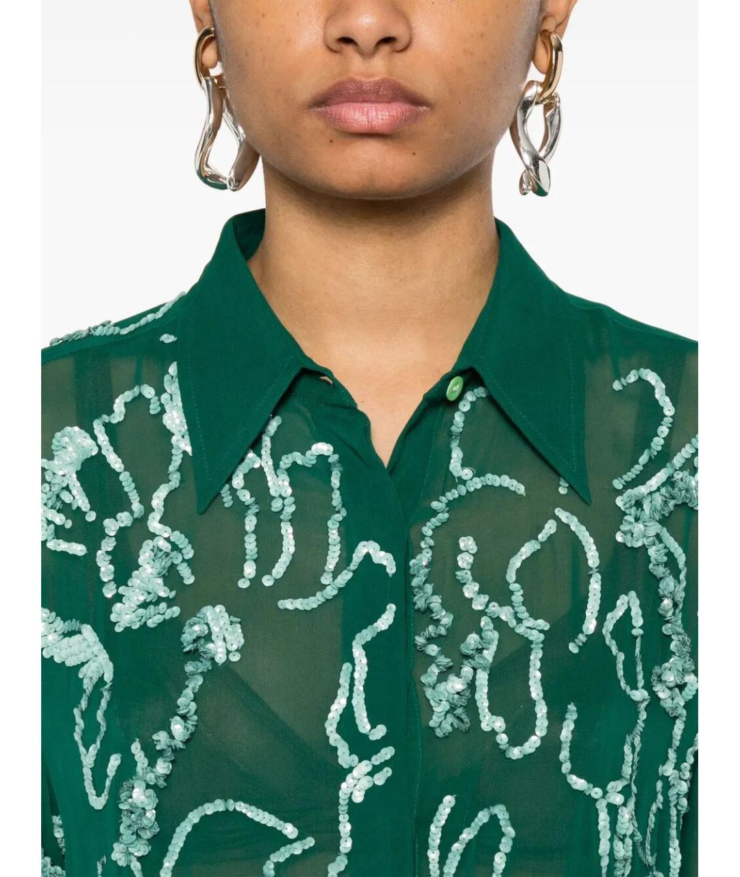 DRIES VAN NOTEN Зеленая хлопковая рубашка, фото 5