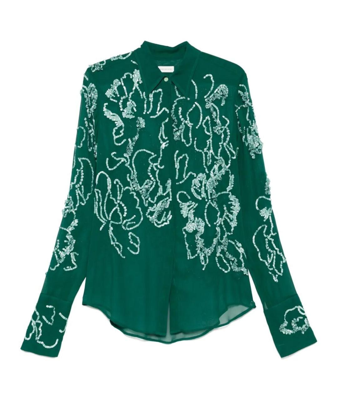 DRIES VAN NOTEN Зеленая хлопковая рубашка, фото 1