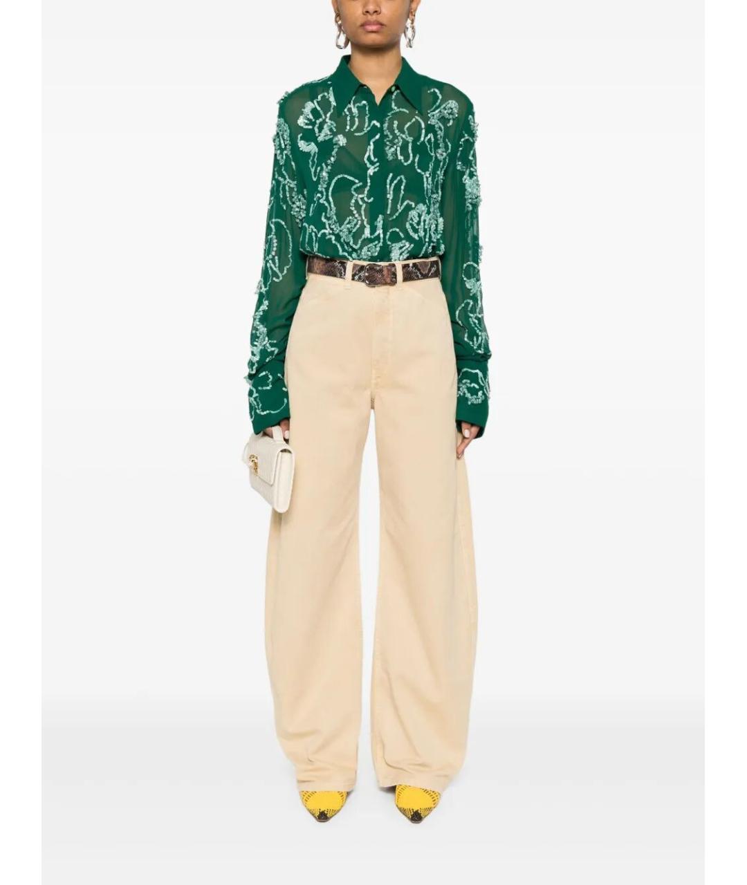 DRIES VAN NOTEN Зеленая хлопковая рубашка, фото 2