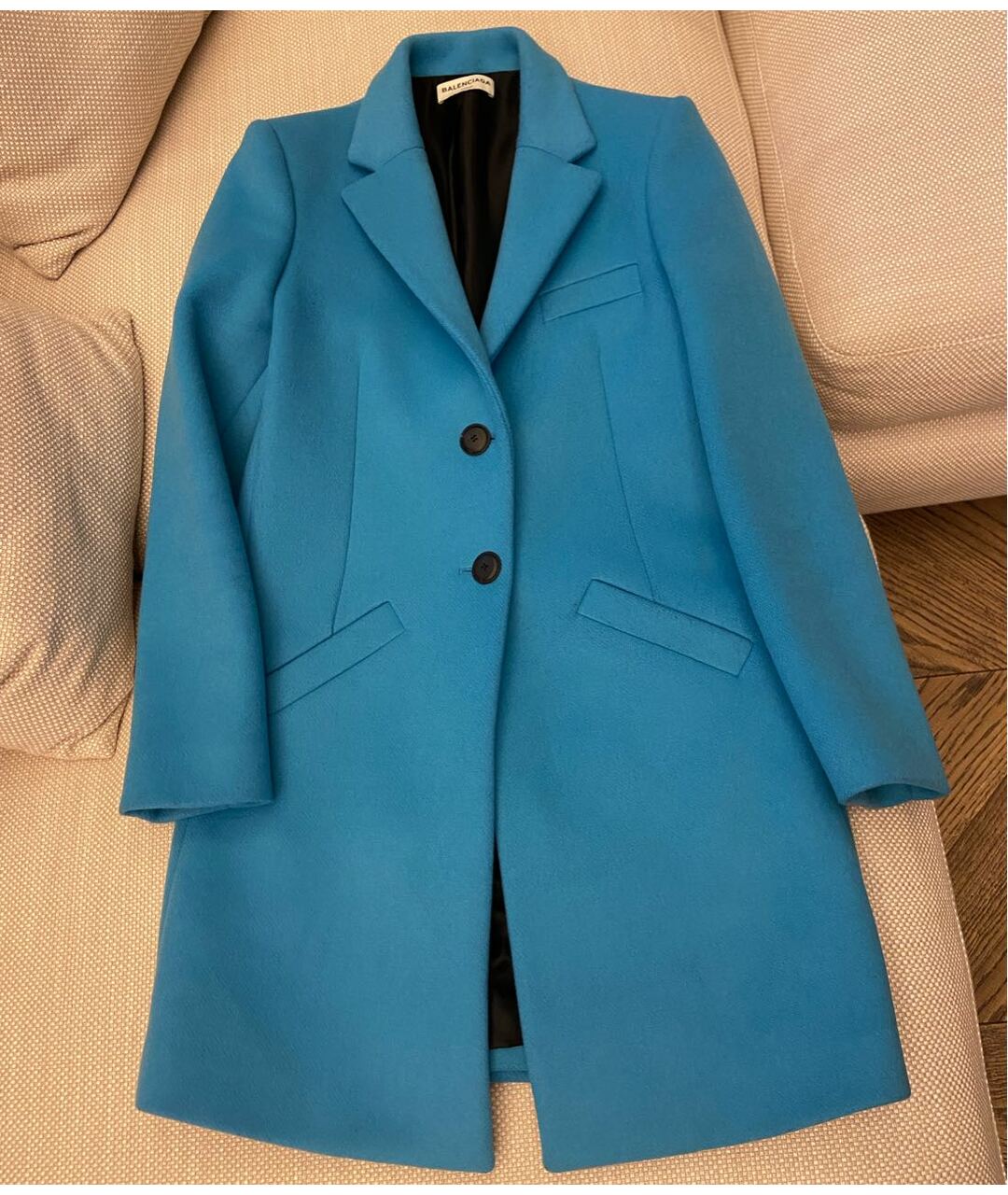 BALENCIAGA Бирюзовое шерстяное пальто, фото 7
