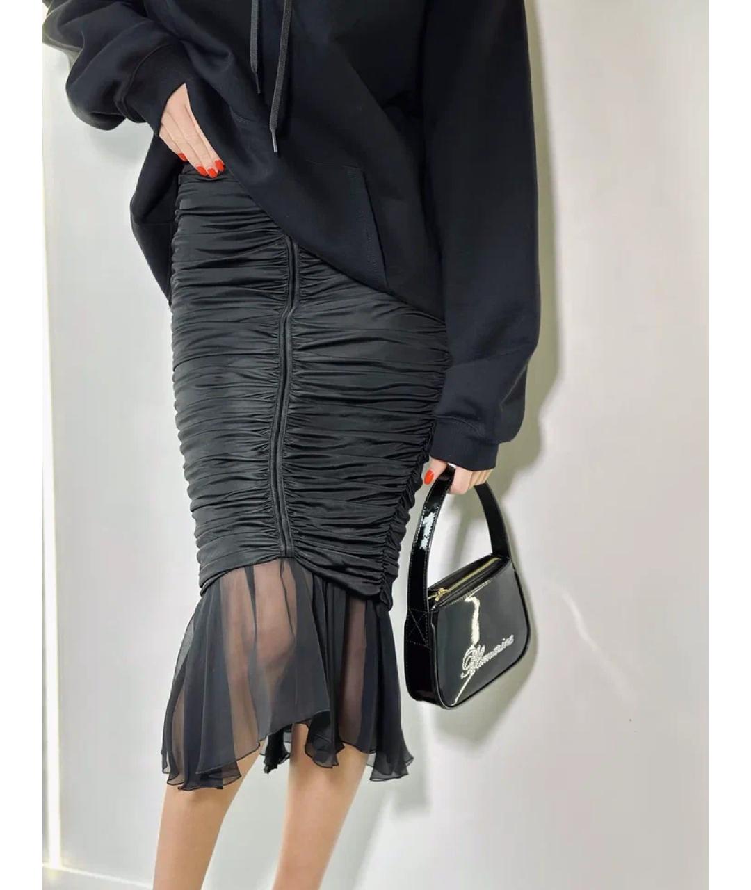 BLUMARINE Черная вискозная юбка миди, фото 3