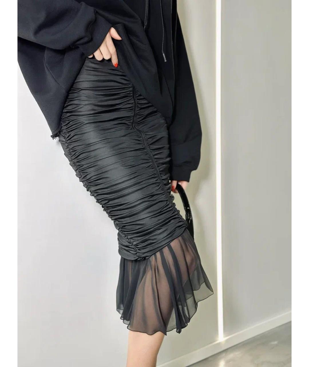 BLUMARINE Черная вискозная юбка миди, фото 4