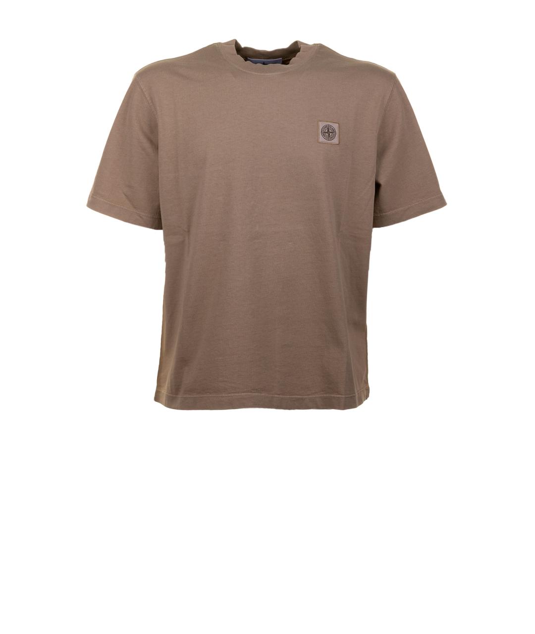 STONE ISLAND Коричневая вискозная футболка, фото 2