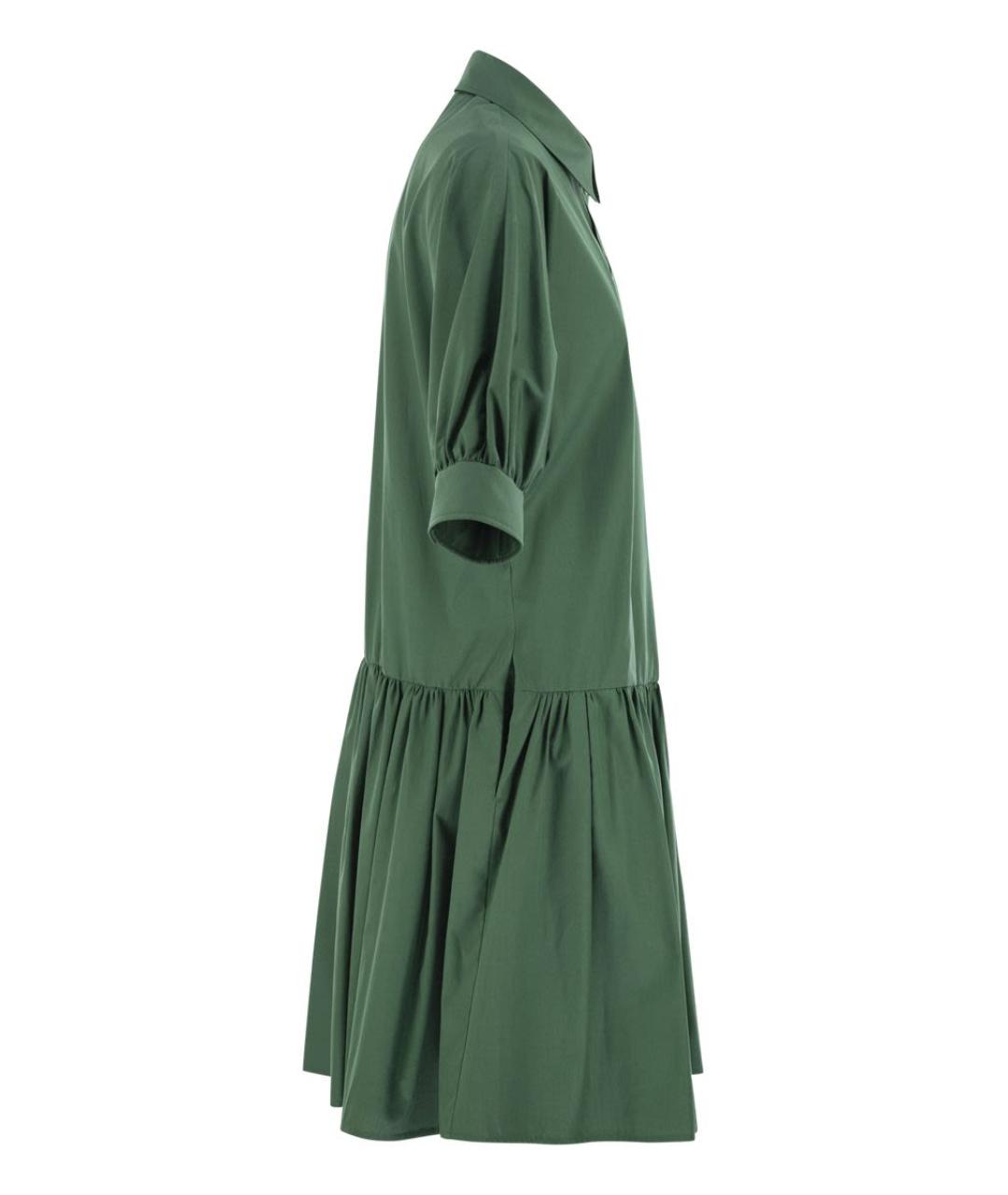 MAX MARA Зеленые хлопковое повседневное платье, фото 3