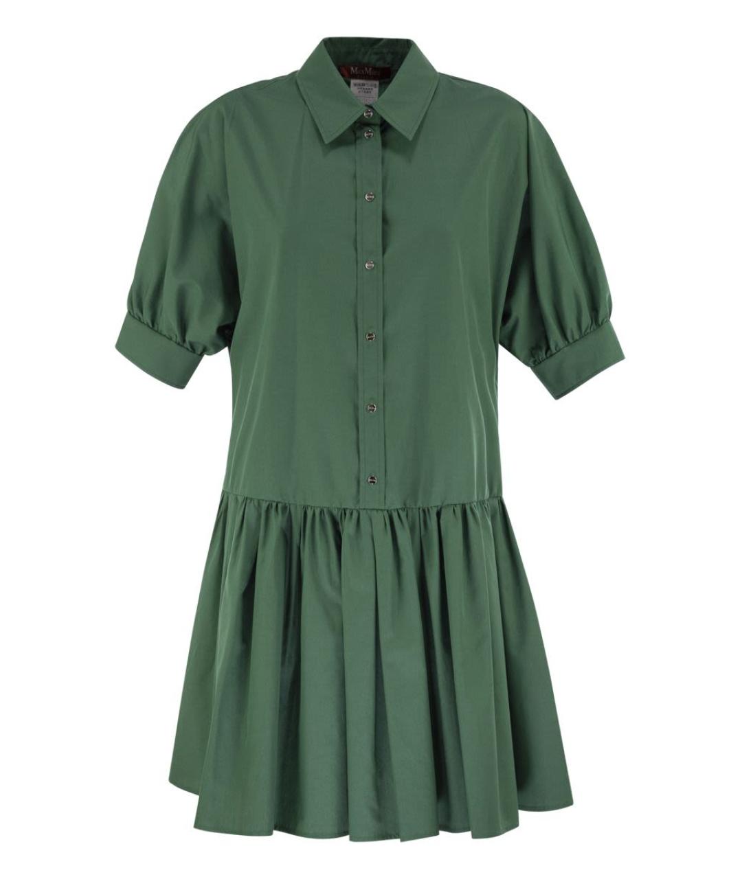MAX MARA Зеленые хлопковое повседневное платье, фото 1