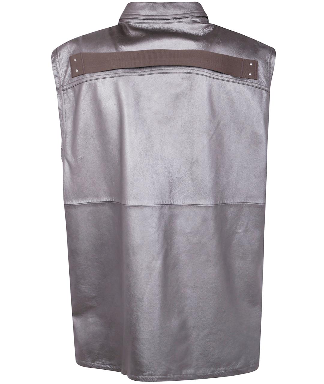 RICK OWENS Серый кожаный жилет, фото 2