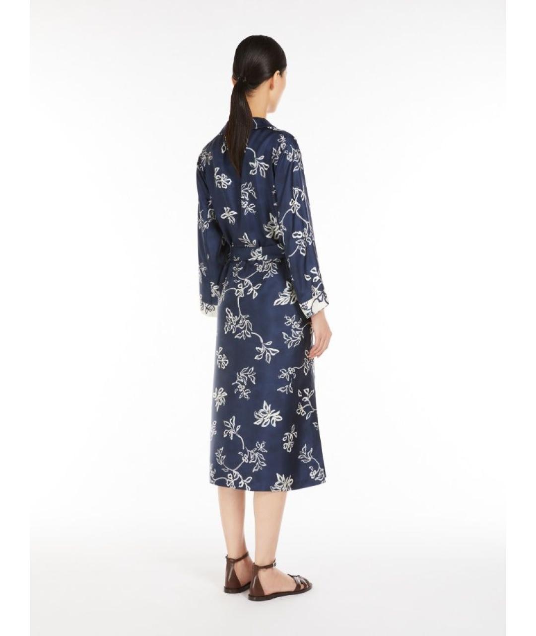 'S MAX MARA Синее шелковое повседневное платье, фото 3