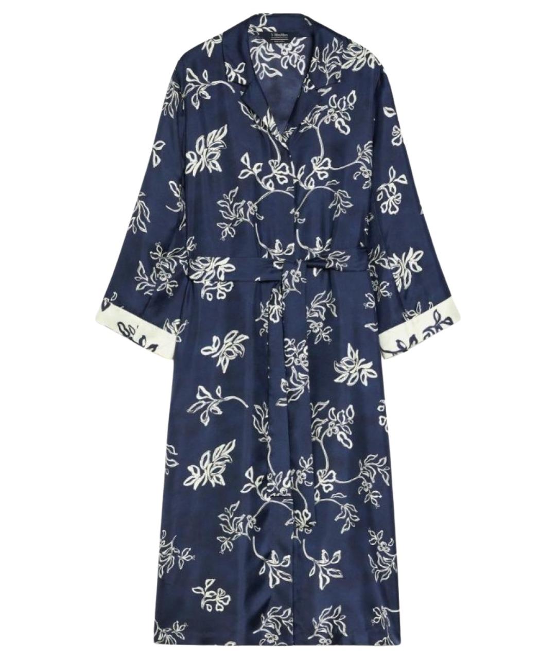 'S MAX MARA Синее шелковое повседневное платье, фото 1