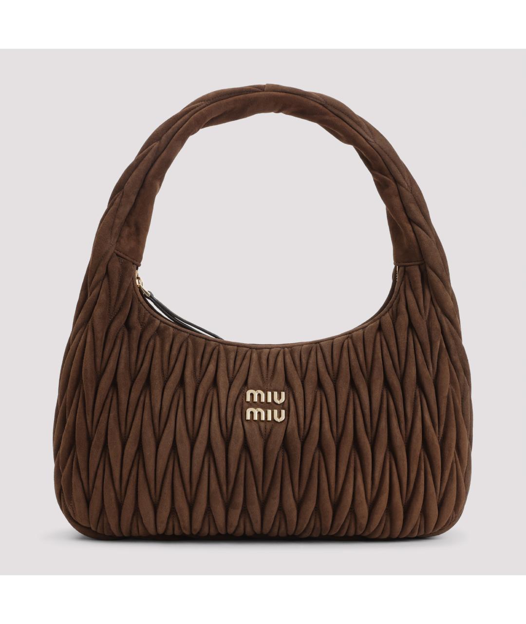 MIU MIU Коричневая кожаная сумка с короткими ручками, фото 2