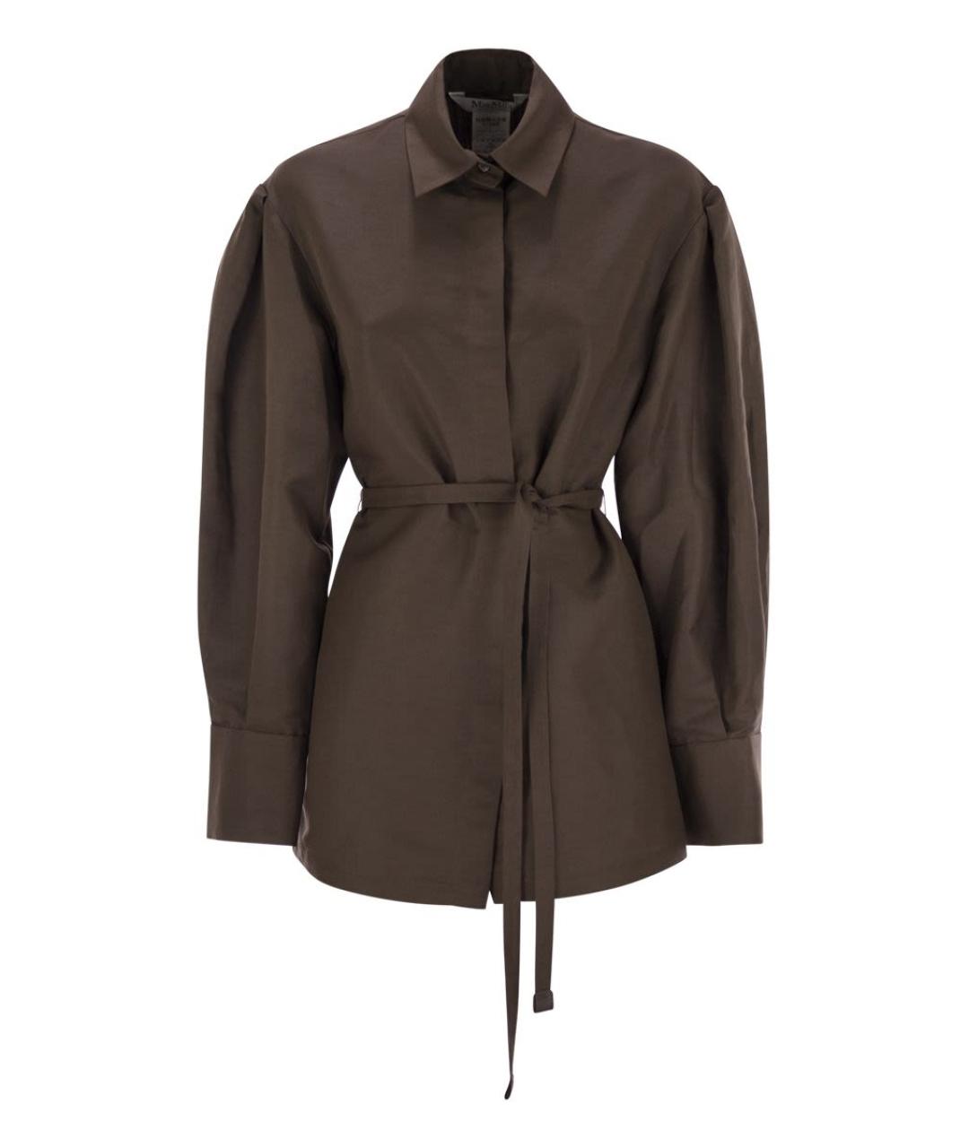MAX MARA Коричневая льняная рубашка, фото 1