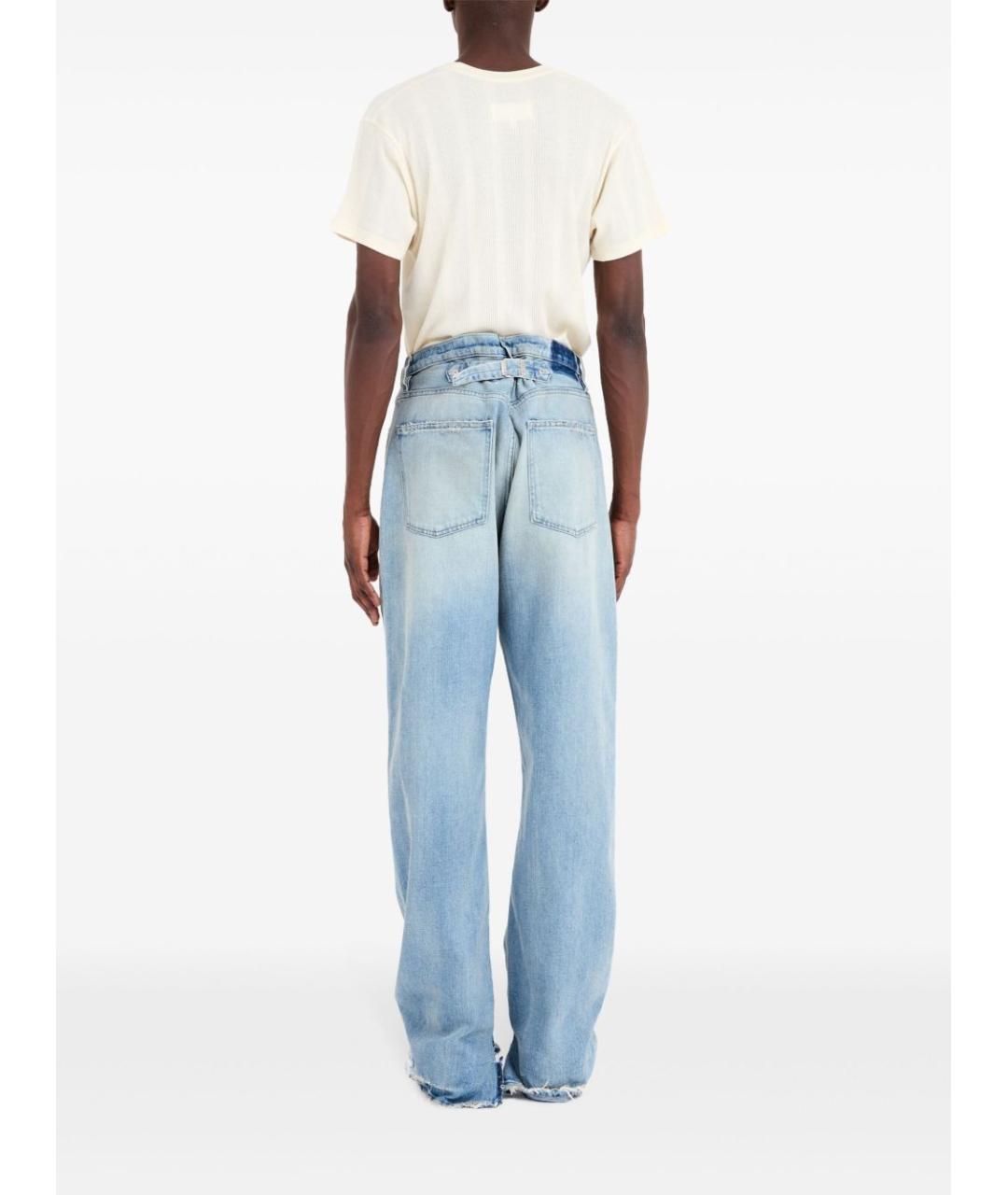 MAISON MARGIELA Голубые хлопковые прямые джинсы, фото 2