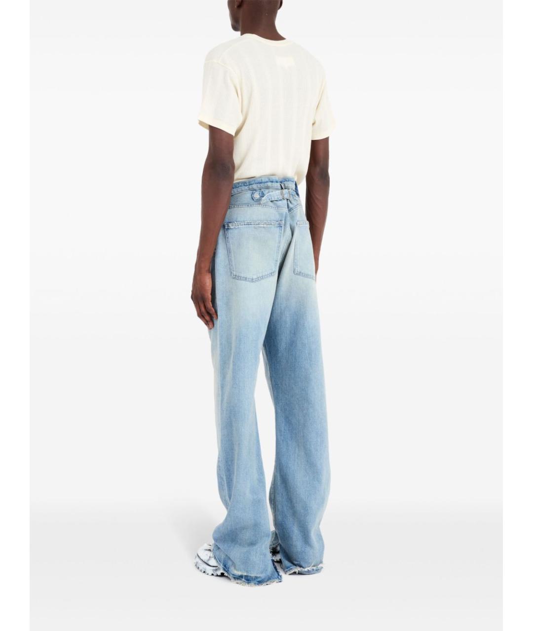 MAISON MARGIELA Голубые хлопковые прямые джинсы, фото 5
