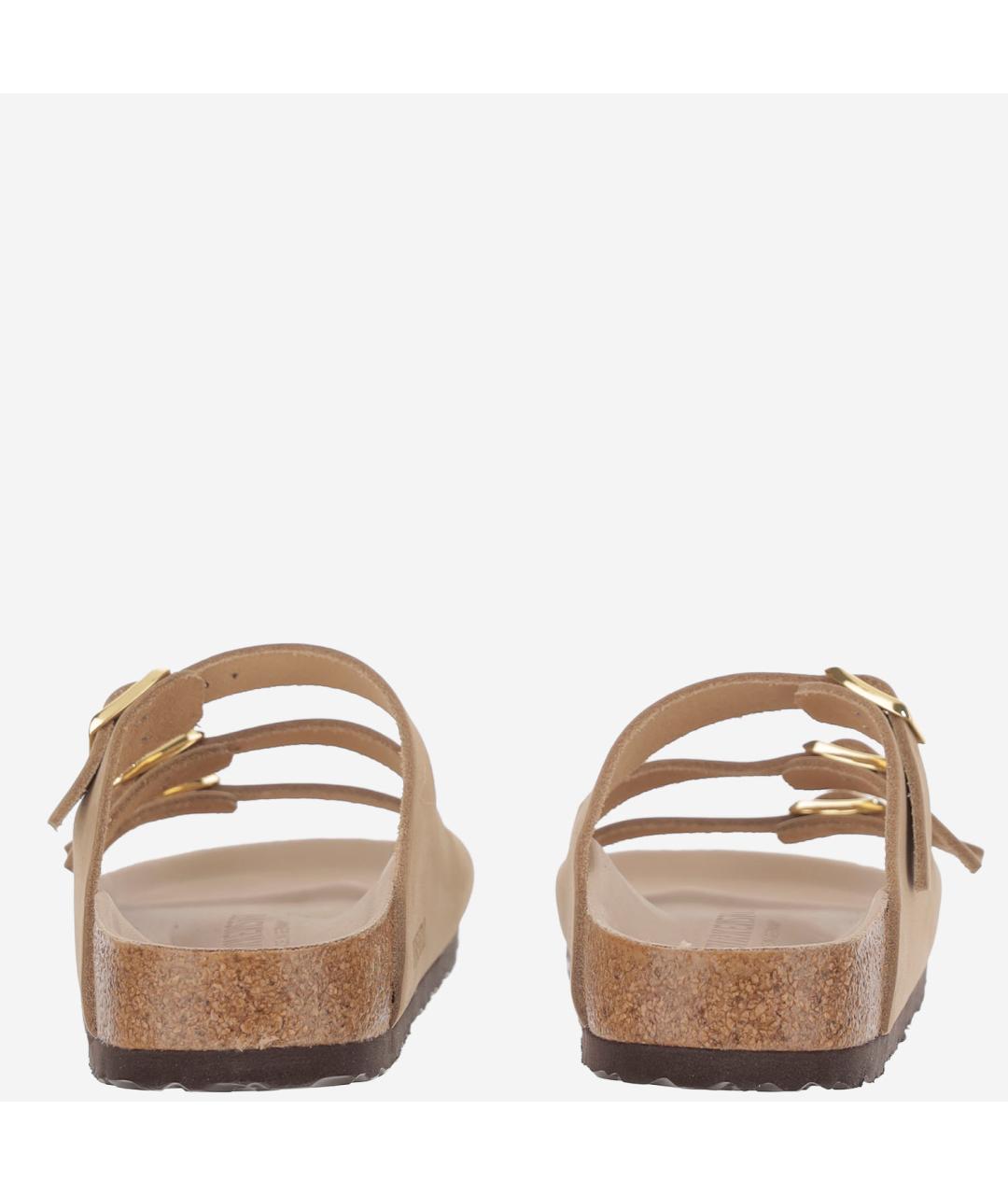 BIRKENSTOCK Бежевые кожаные шлепанцы, фото 3