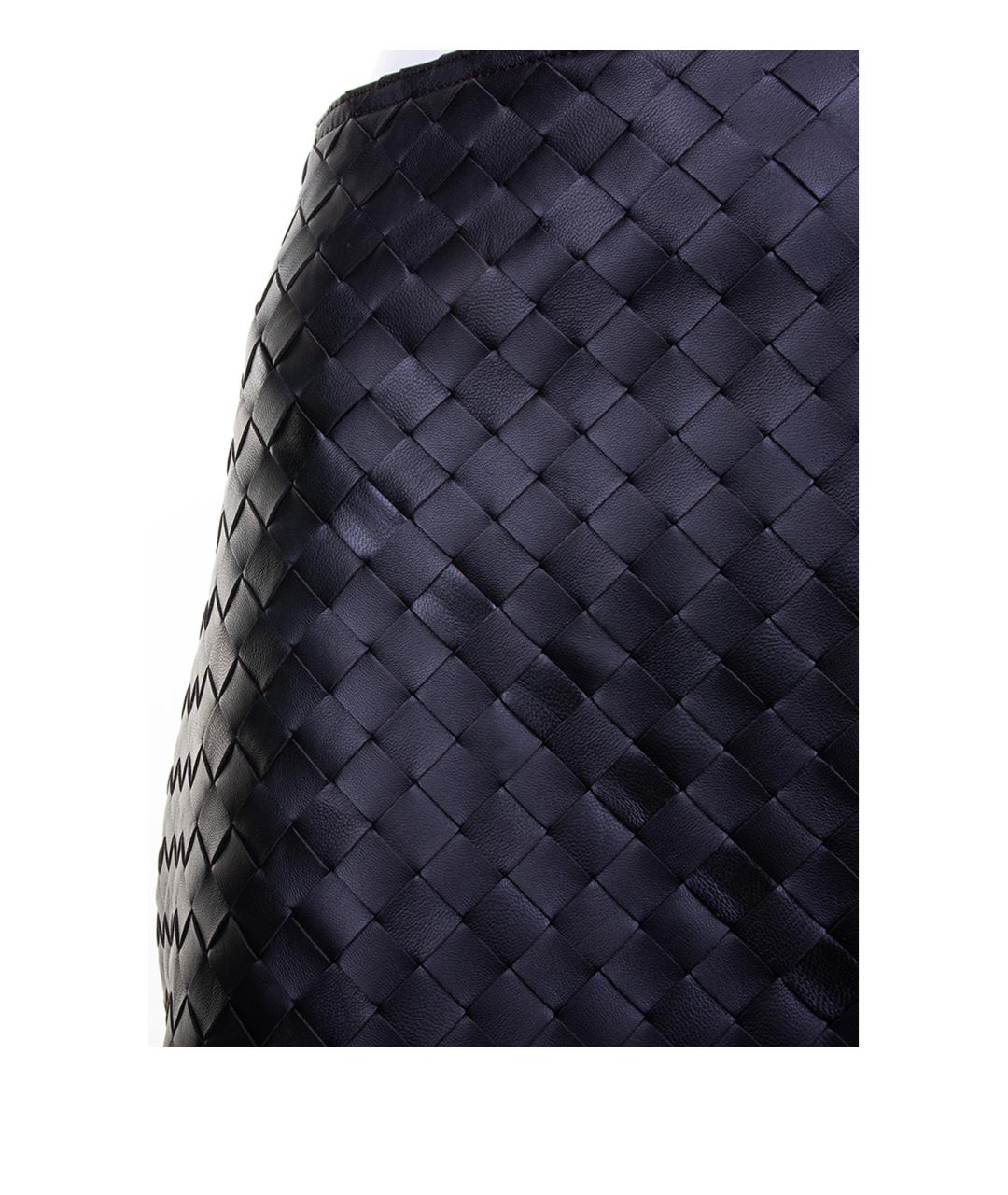 BOTTEGA VENETA Темно-синяя кожаная юбка миди, фото 5