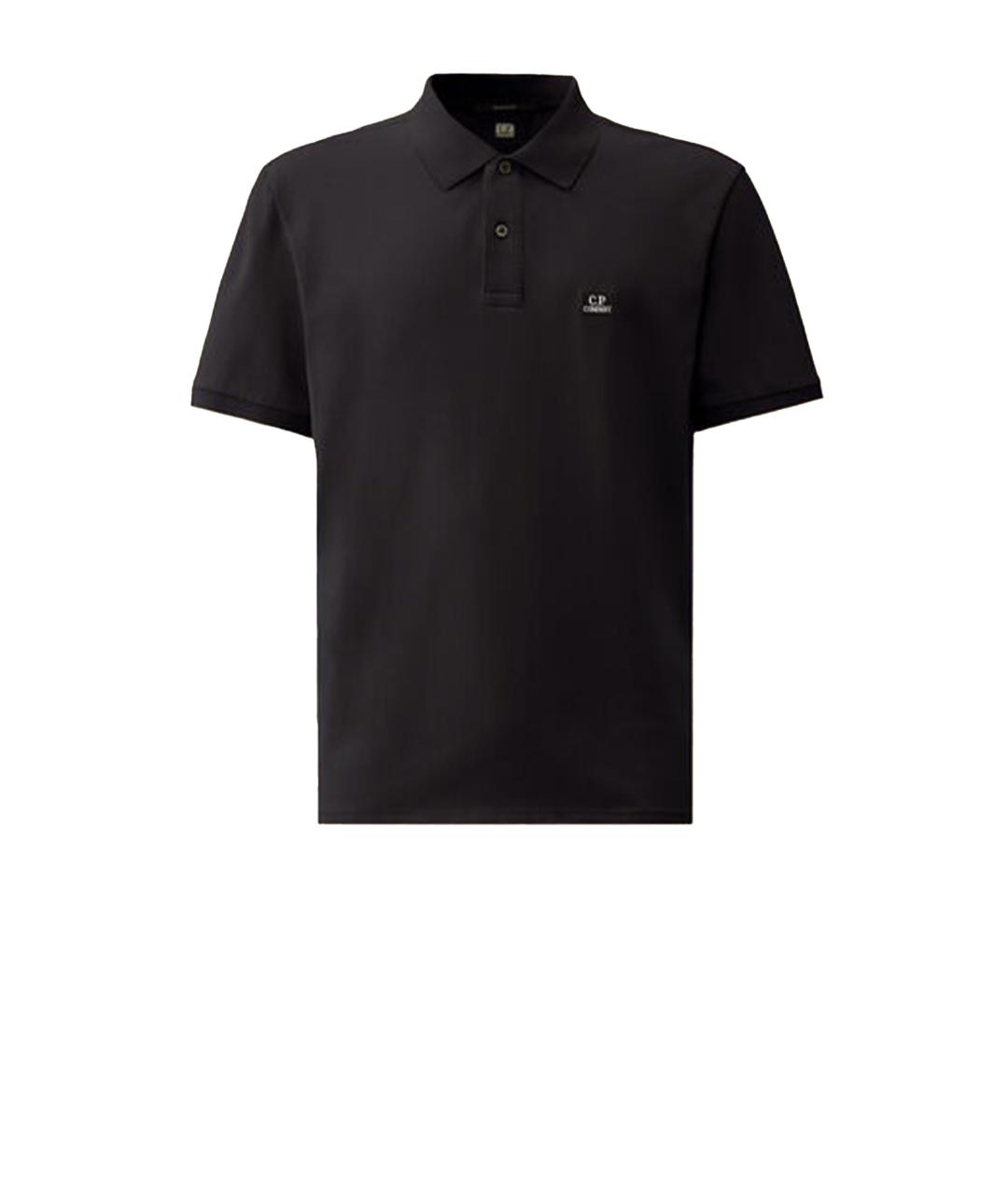 CP COMPANY Черное хлопко-полиэстеровое поло с коротким рукавом, фото 1
