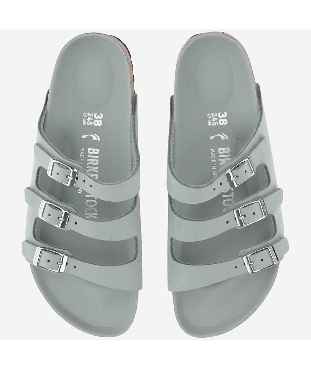 BIRKENSTOCK Серые кожаные шлепанцы, фото 2
