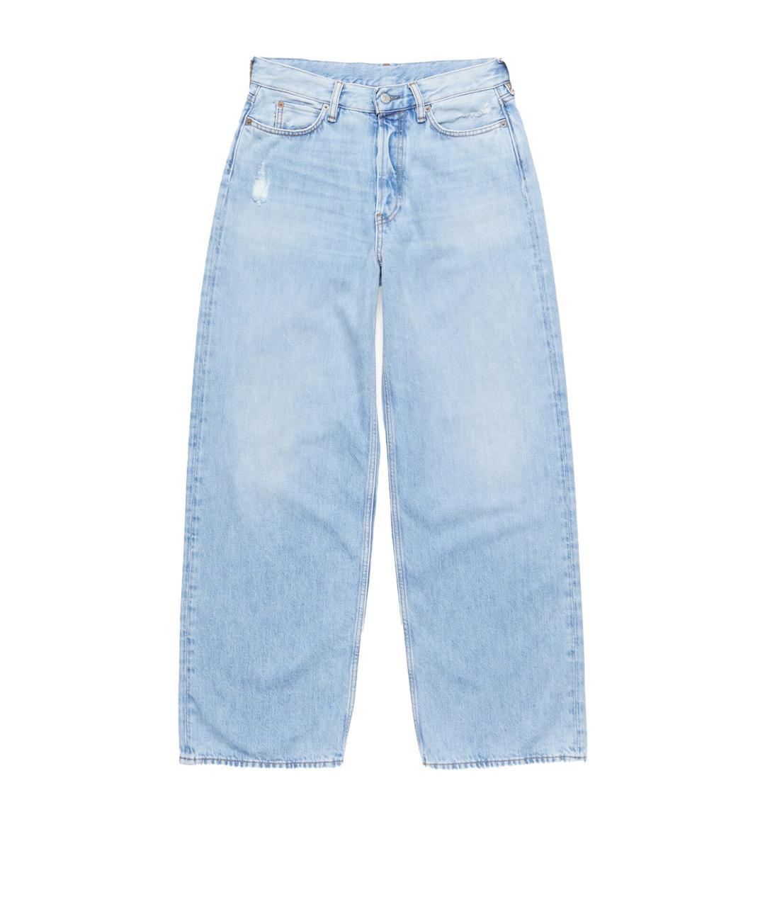ACNE STUDIOS Голубые хлопковые прямые брюки, фото 1