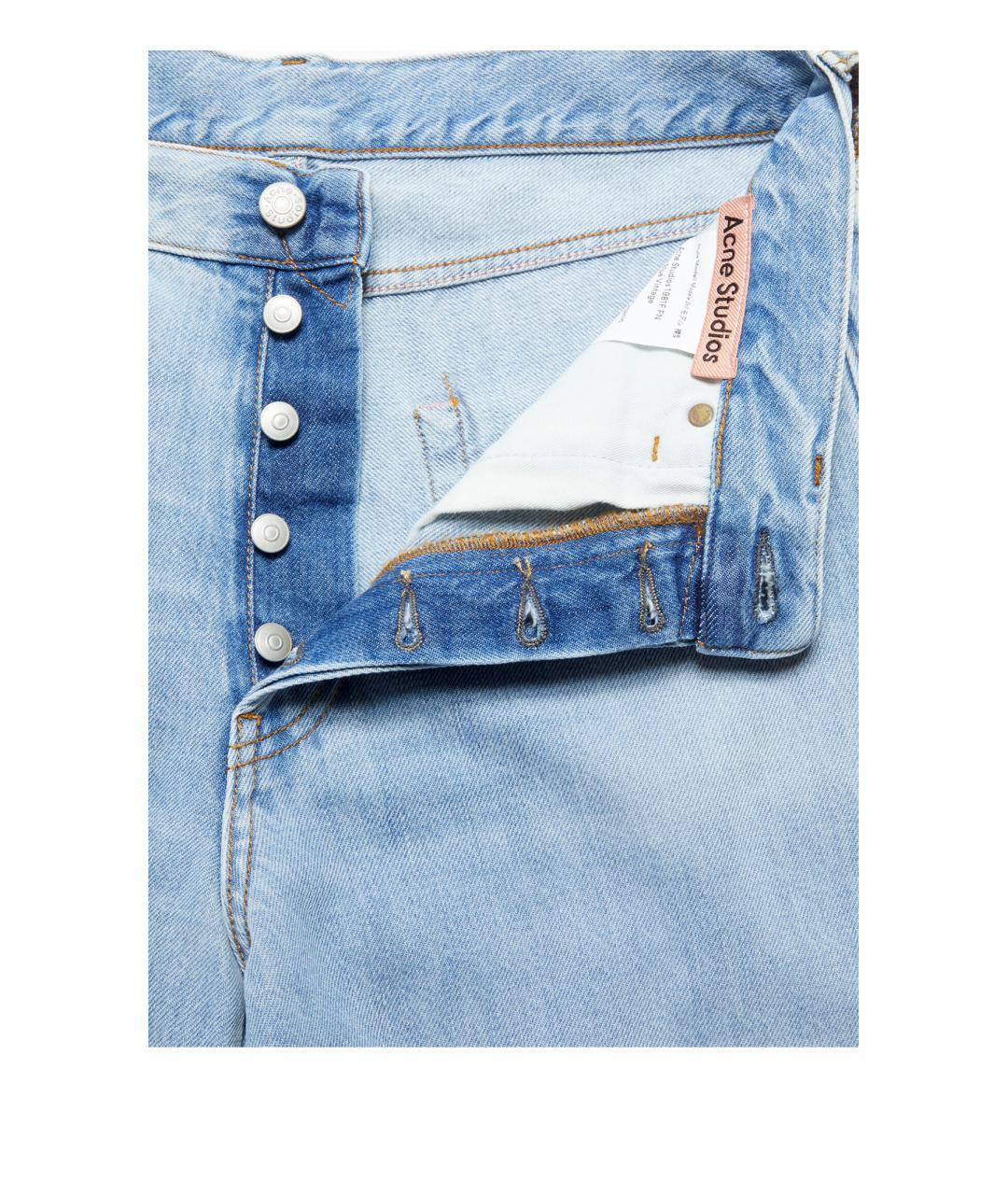 ACNE STUDIOS Голубые хлопковые прямые брюки, фото 2