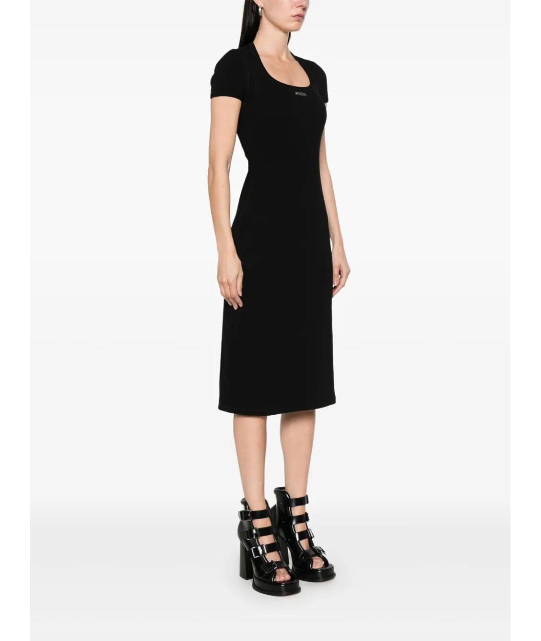 ALEXANDER MCQUEEN Черное хлопковое повседневное платье, фото 2