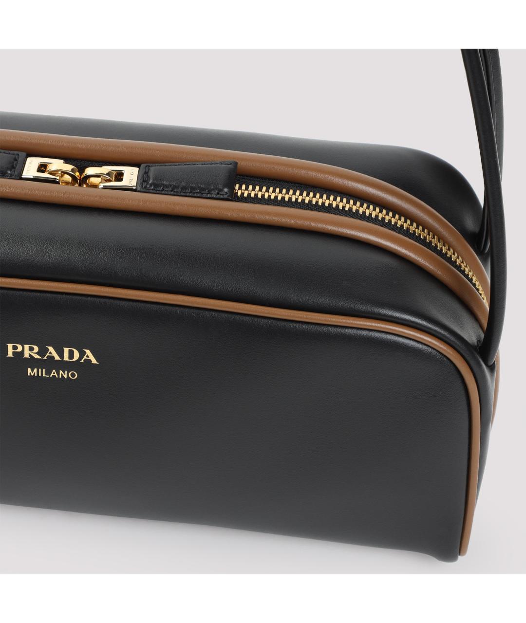 PRADA Черная кожаная сумка с короткими ручками, фото 4