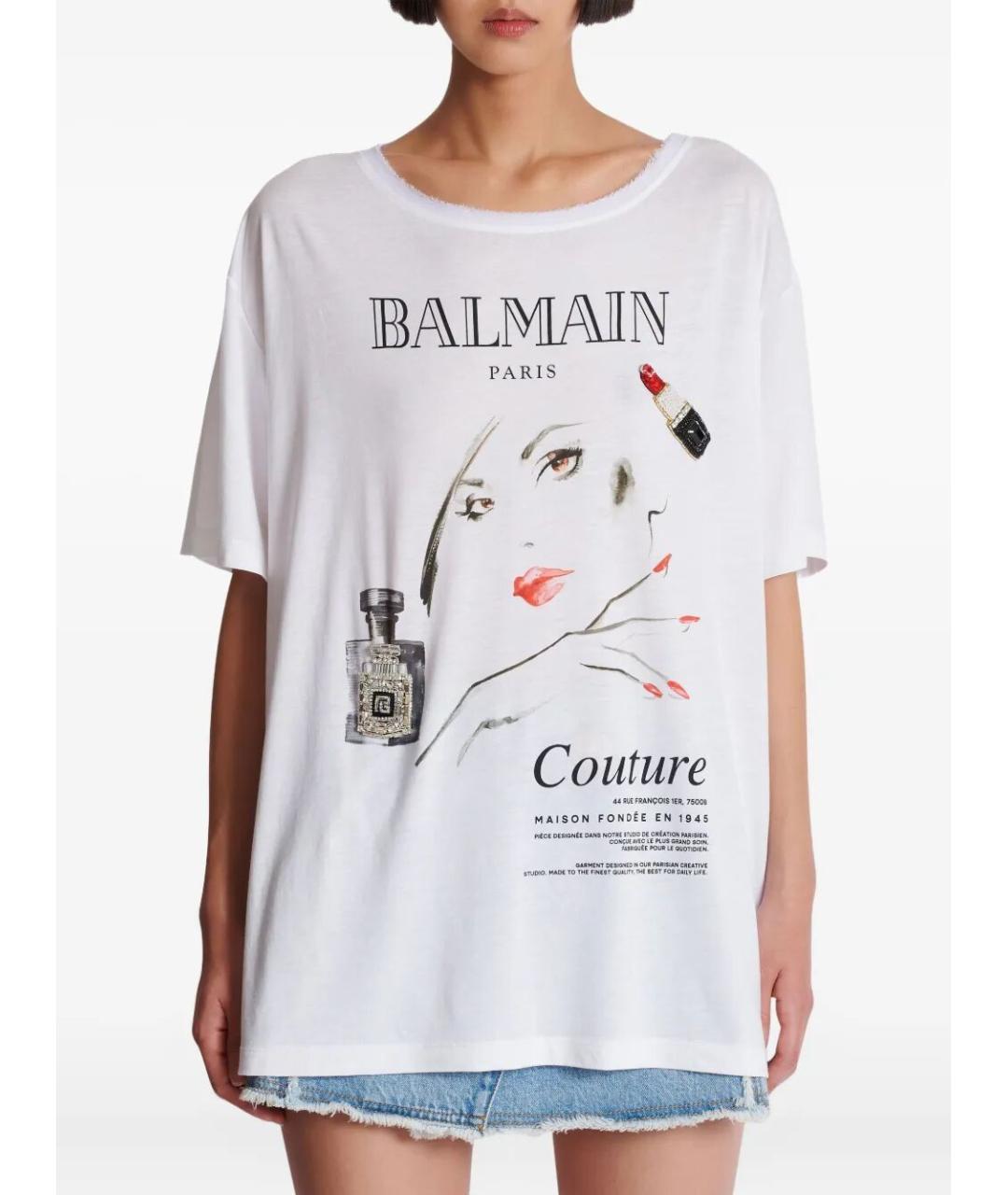 BALMAIN Белая хлопковая футболка, фото 5