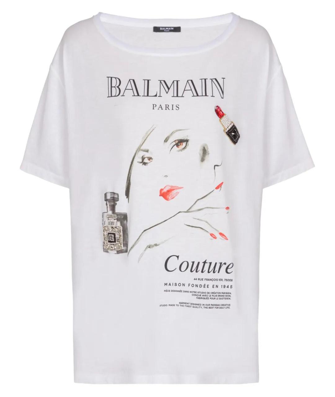 BALMAIN Белая хлопковая футболка, фото 1