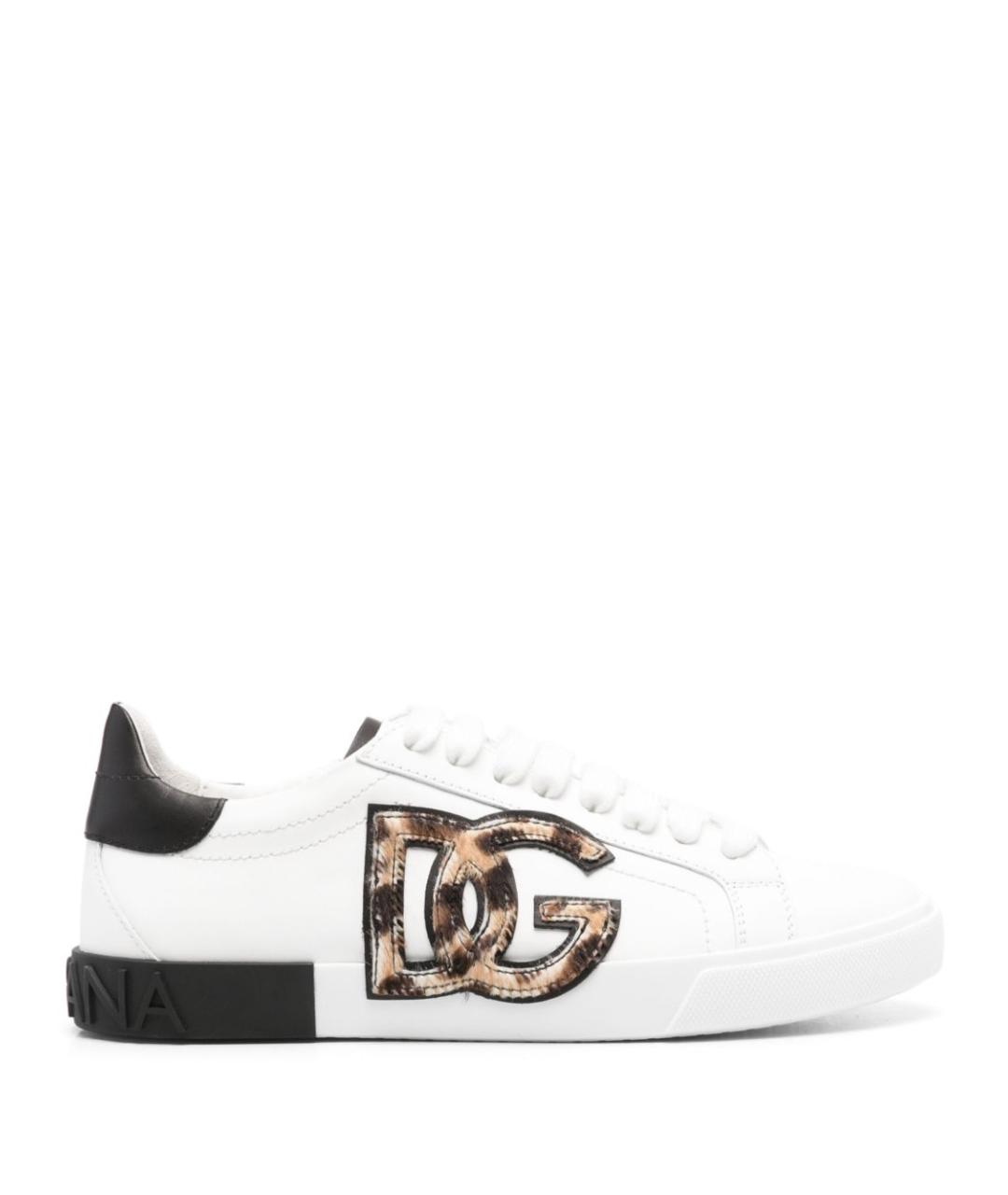 DOLCE&GABBANA Белые кожаные кеды, фото 2