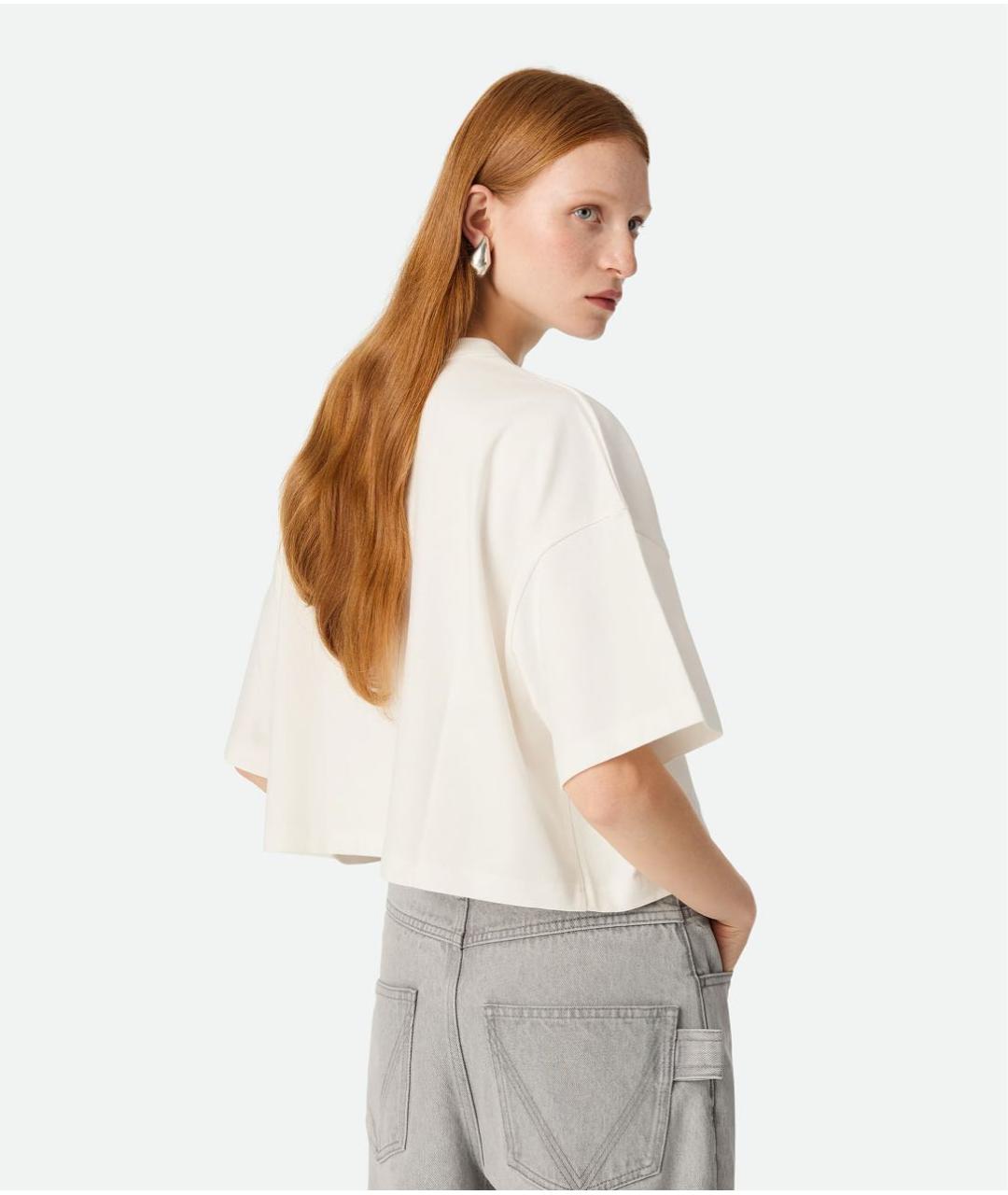 BOTTEGA VENETA Белая хлопковая футболка, фото 3