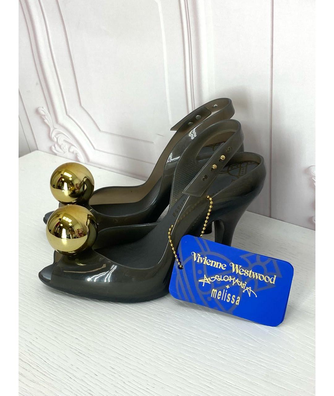 VIVIENNE WESTWOOD Антрацитовые резиновые босоножки, фото 4