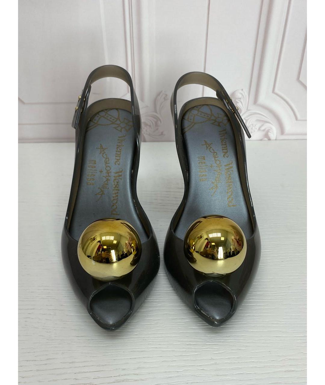 VIVIENNE WESTWOOD Антрацитовые резиновые босоножки, фото 3