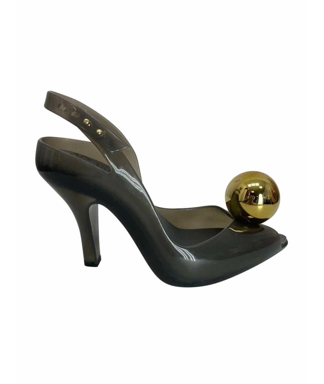 VIVIENNE WESTWOOD Антрацитовые резиновые босоножки, фото 1