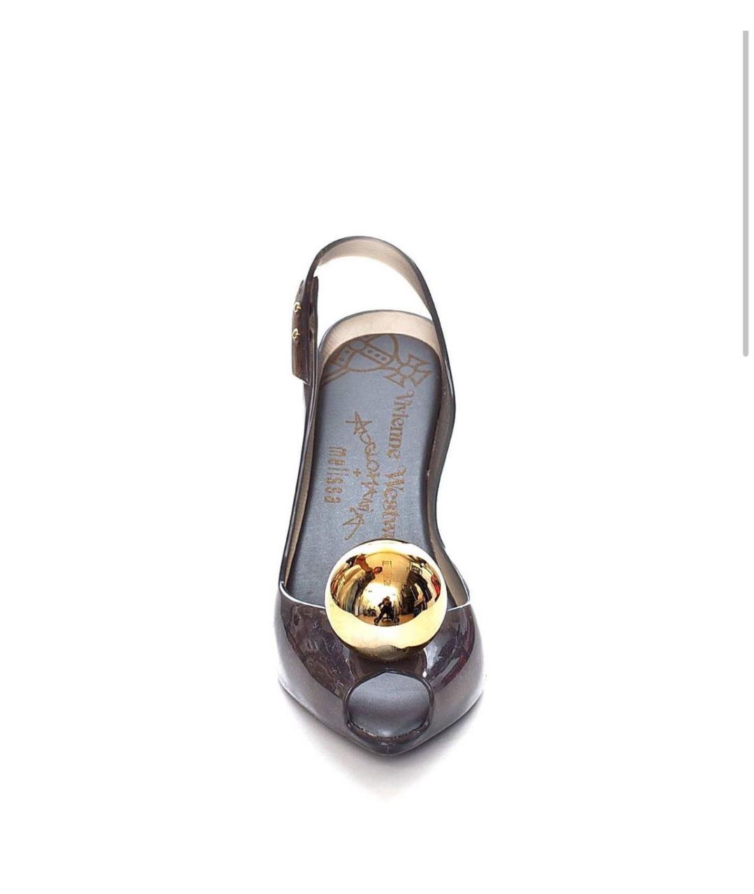 VIVIENNE WESTWOOD Антрацитовые резиновые босоножки, фото 8