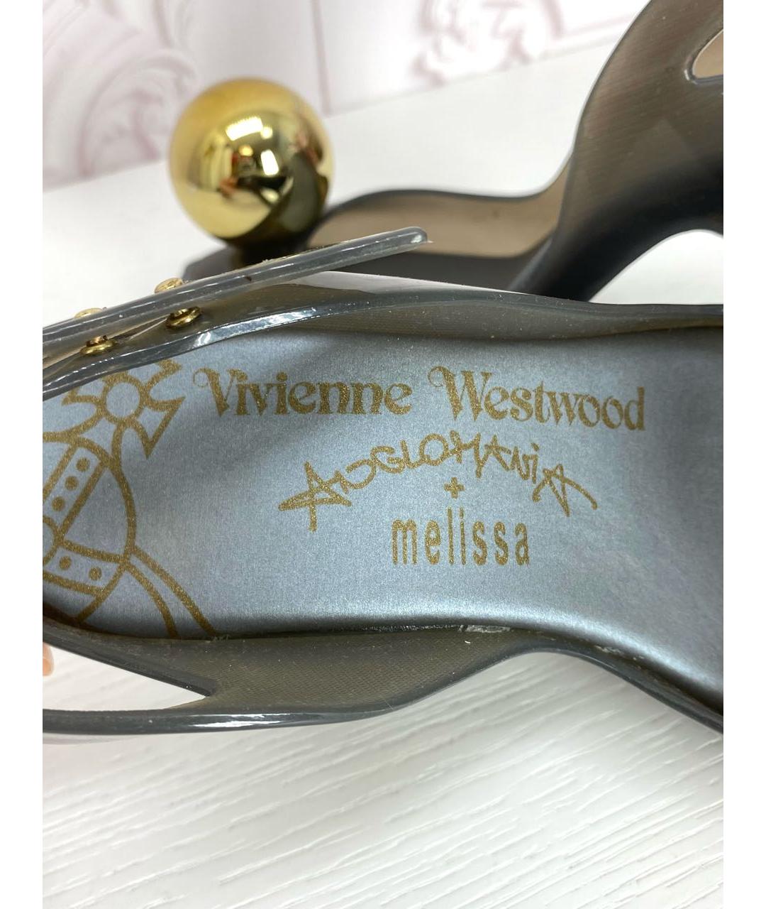 VIVIENNE WESTWOOD Антрацитовые резиновые босоножки, фото 6