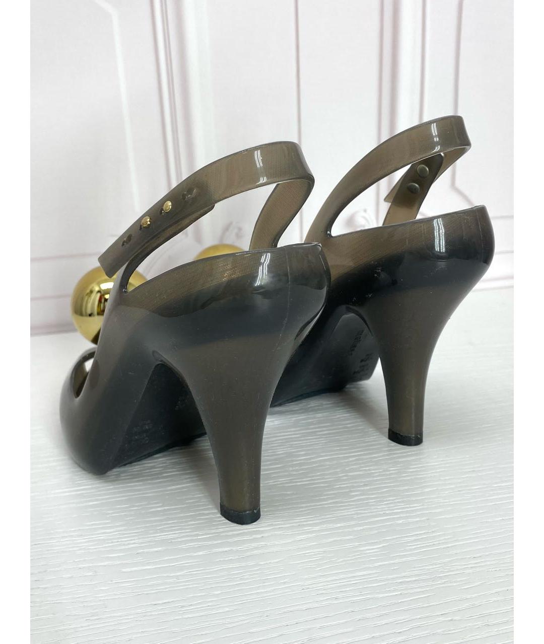 VIVIENNE WESTWOOD Антрацитовые резиновые босоножки, фото 5