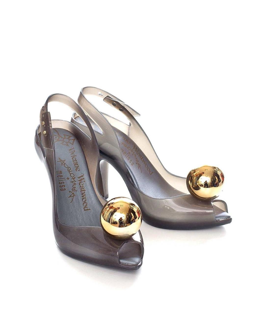 VIVIENNE WESTWOOD Антрацитовые резиновые босоножки, фото 2