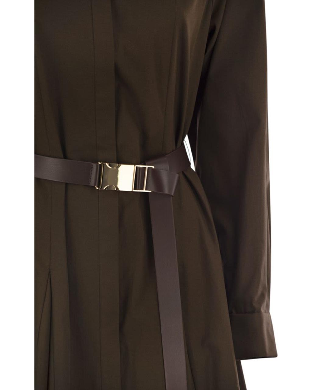 MAX MARA Коричневое хлопковое повседневное платье, фото 4