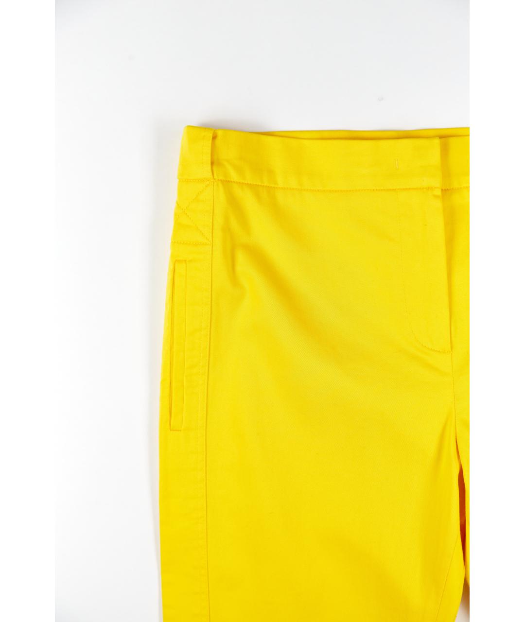 MAX MARA Желтые хлопковые прямые брюки, фото 4