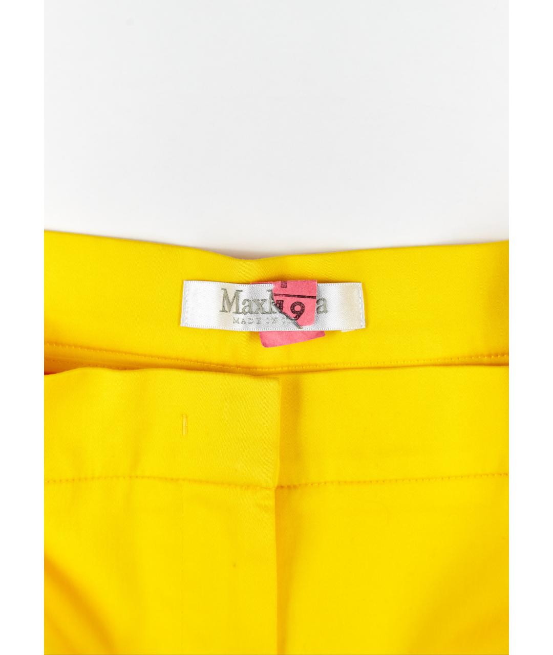 MAX MARA Желтые хлопковые прямые брюки, фото 3