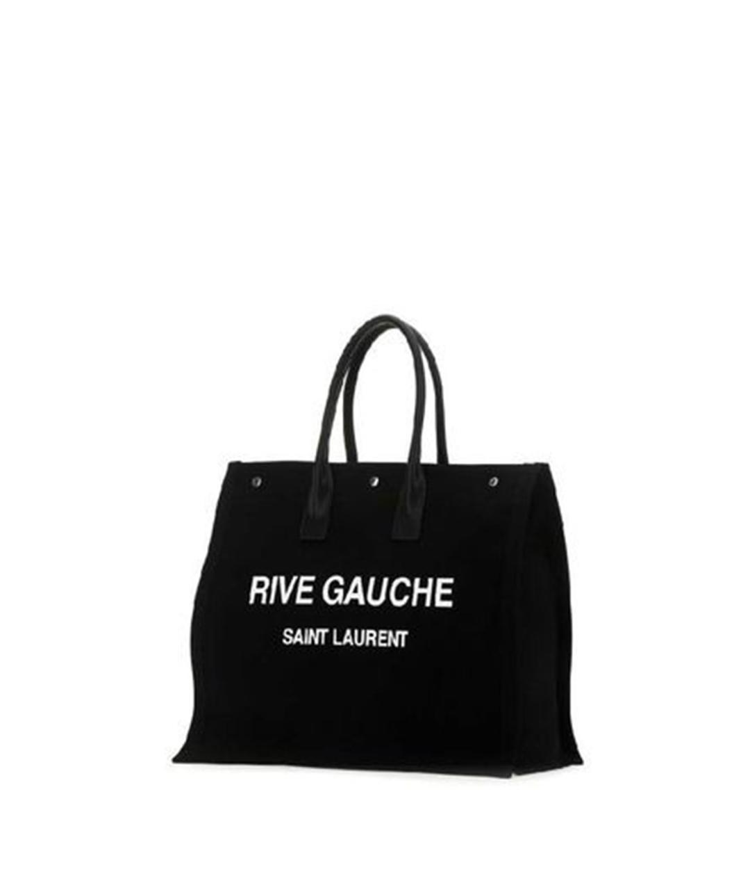 SAINT LAURENT Черная тканевая сумка тоут, фото 2